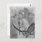 冬の女性はがきカード ポストカード (正面/裏面)