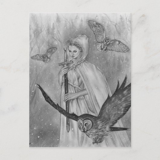 冬の女性はがきカード ポストカード (正面)