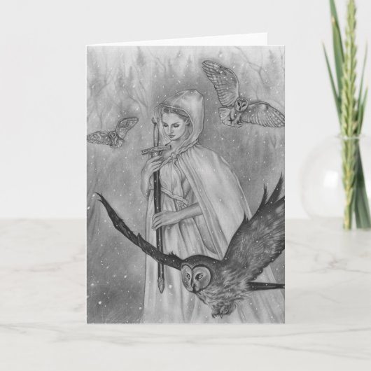 冬の女性グリーティングカード シーズンカード (正面)