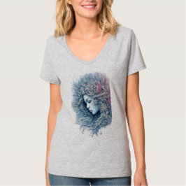 冬の女性ファッションイラスト Tシャツ