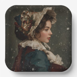 冬の女性 ペーパープレート