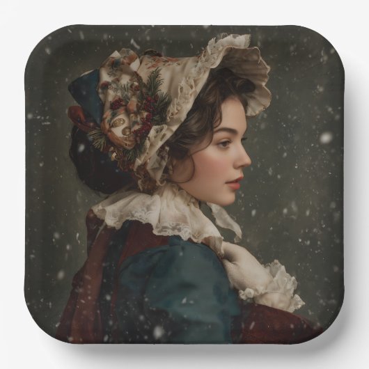 冬の女性 ペーパープレート (正面)