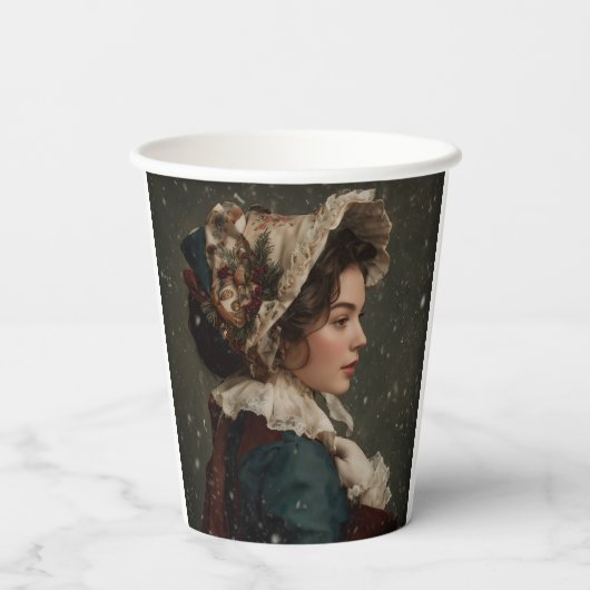 冬の女性 紙コップ (裏面)