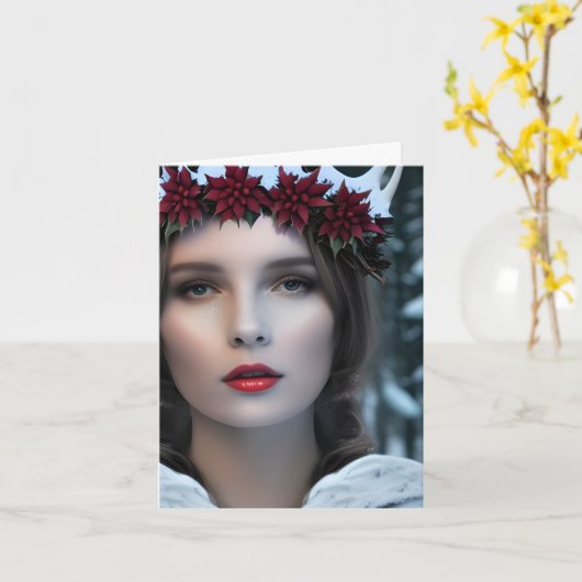 冬の女神クリスマス カード (黄色い花)