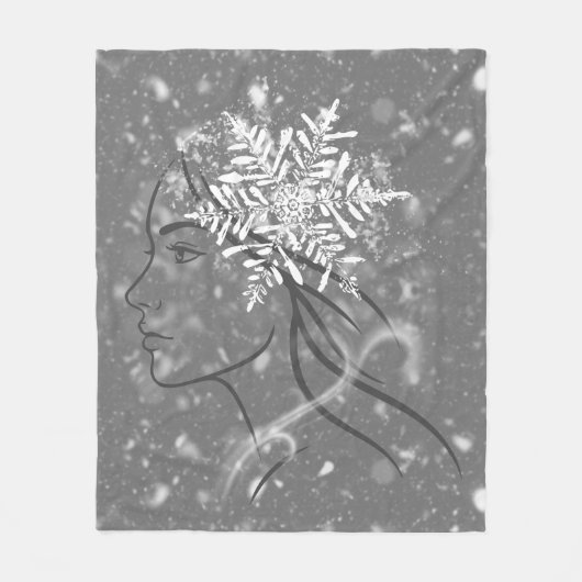 冬の女神 - 女性的な季節の芸術 フリースブランケット (正面)