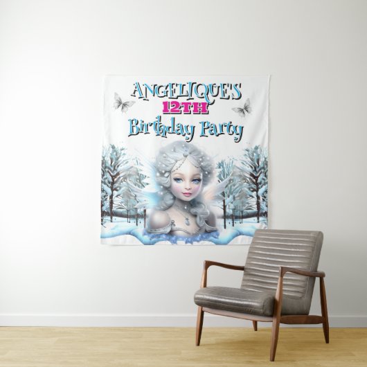 冬の妖精パーティー飾り 女の子の誕生日 タペストリー (インサイチュ)