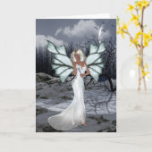 冬の妖精ファンタジーグリーティングカード カード (黄色い花)