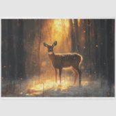 冬の威厳のある森の鹿のデコパージュ 薄葉紙 (正面)