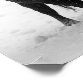 冬の威厳のある雪原の黒い牛 ポスター (角)