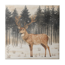 冬の威厳のスタッグ冬の景色 タイル
