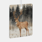 冬の威厳のスタッグ冬の景色 メタルオーナメント (正面右)