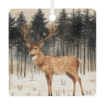 冬の威厳のスタッグ冬の景色