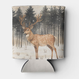 冬の威厳のスタッグ冬の景色 缶クーラー