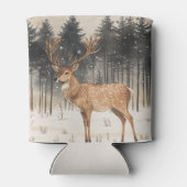 冬の威厳のスタッグ冬の景色 缶クーラー (裏面)