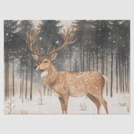冬の威厳のスタッグ冬の景色 薄葉紙