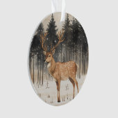 冬の威厳スタッグ冬の情景アクリル オーナメント (正面)
