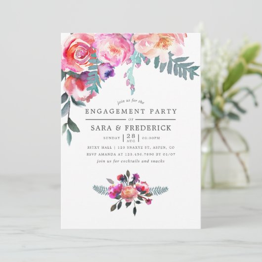 冬の婚約パーティフローラ招待状 招待状 (スタンド正面)