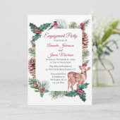 冬の婚約パーティ赤いクリス結婚マス鹿 招待状 (スタンド正面)