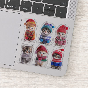 冬の子どもが可愛いセーターを猫に着る シール