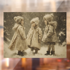 冬の子ども ウィンドウサイン