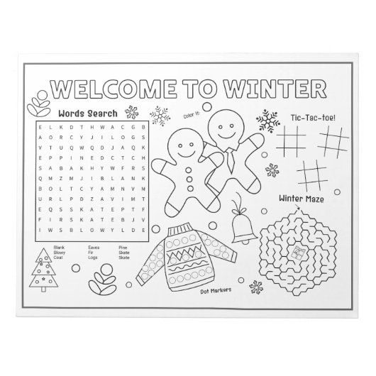冬の子供たちのアクティビティへようこそ ノートパッド (正面)