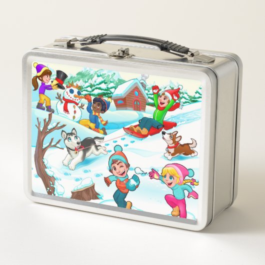 冬の子供 メタルランチボックス (正面)