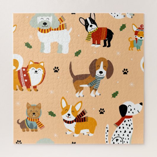 冬の子犬のマフラー ジグソーパズル (縦)