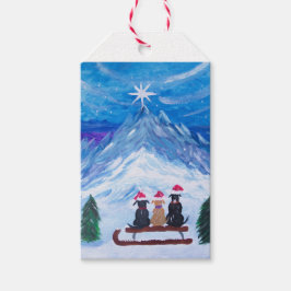 冬の子犬ザル ギフトタグ