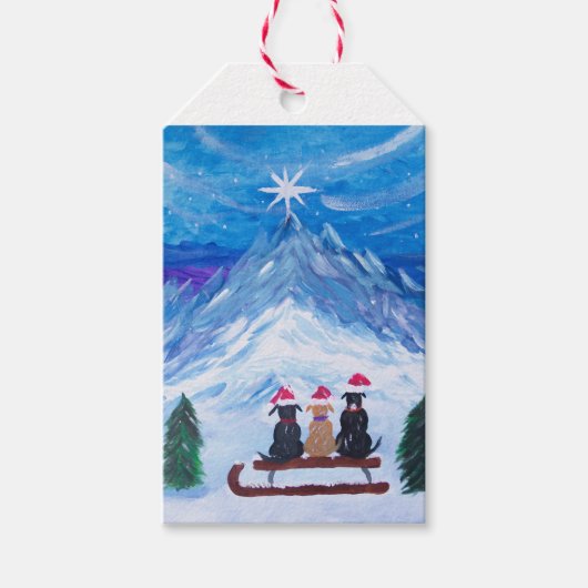 冬の子犬ザル ギフトタグ (正面)