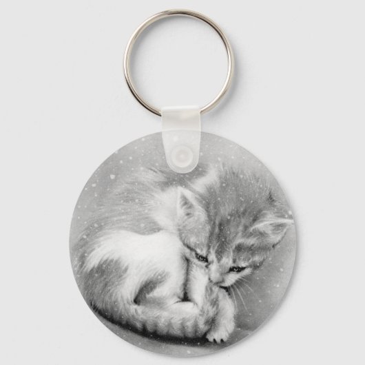 冬の子猫キーチェーン キーホルダー (正面)
