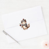 冬の子猫シール ラウンドシール (封筒)