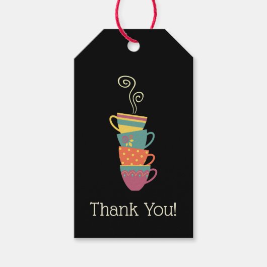 冬の季節のお茶感謝していパーティー積み上げマグカップ ギフトタグ (正面)