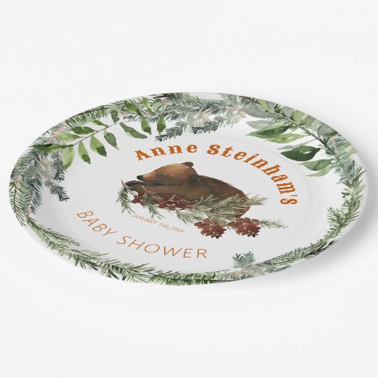 冬の季節のシンプル男の赤ちゃんシャワー ペーパープレート (アングル)