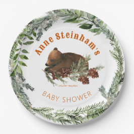 冬の季節のシンプル男の赤ちゃんシャワー ペーパープレート