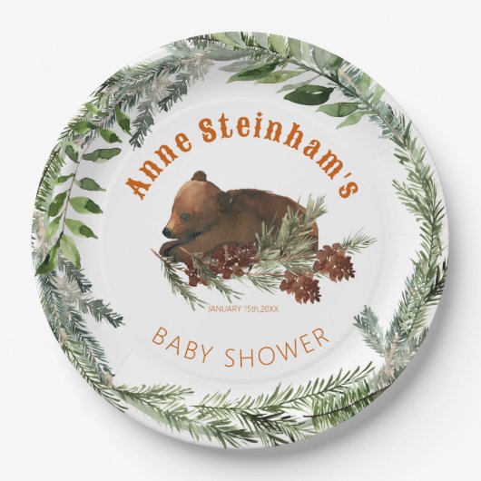 冬の季節のシンプル男の赤ちゃんシャワー ペーパープレート (正面)