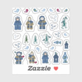 冬の季節のビニールステッカー(3" x 3")コレクション シール (シート)