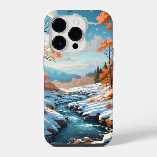 冬の季節の森の風景 iPhoneケース (裏面)