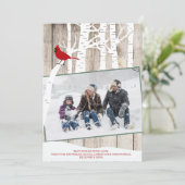 冬の季節の樺の木の木の写真の素朴な納車木 シーズンカード (スタンド正面)