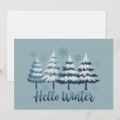 冬の季節の装い 樹木 雪の結晶 クリスマス 招待状 (正面/裏面)