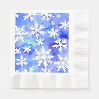 冬の季節の雪の結晶 ペーパーナプキン 縁ありランチョンナプキン