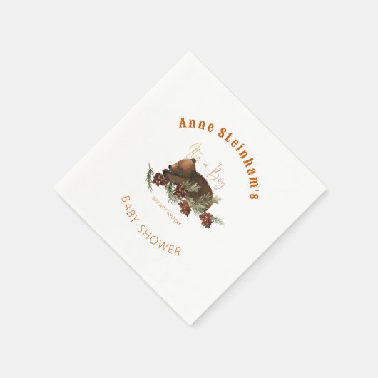 冬の季節シンプルベビーベアシャワー スタンダードカクテルナプキン (角)