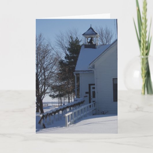 「冬の学校」クリスマスカード カード (正面)