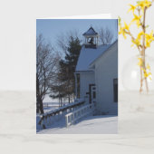 「冬の学校」クリスマスカード カード (黄色い花)