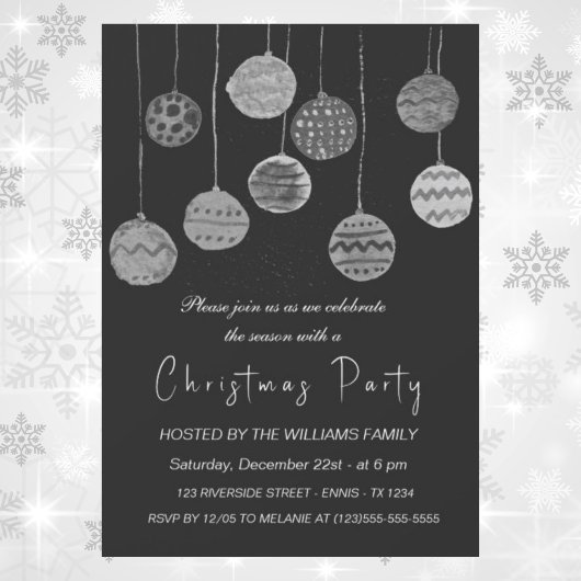 冬の宝玉オーナメント クリスマス パーティー 水彩