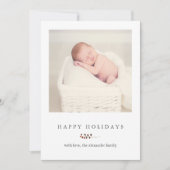 冬の実とストライプのハッピーホリデーズ写真 シーズンカード (正面)