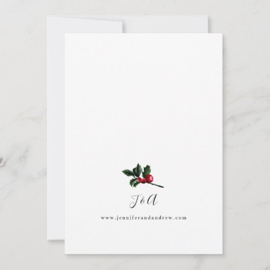 冬の実と松のグリーンウェディング 招待状 (裏面)