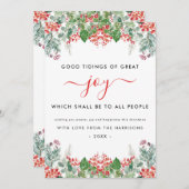 冬の実と緑の葉のクリスマス 喜びのキリスト教フレーズ シーズンカード (正面/裏面)