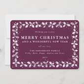 冬の実のホーリーの葉の境界線 フラット 非写真 シーズンカード (正面)