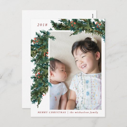 冬の実の植物の花輪の写真 シーズンポストカード (正面/裏面)