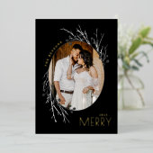 冬の実りのある枝 グレイ ブラック リアル 箔シーズンカード (立ち正面)